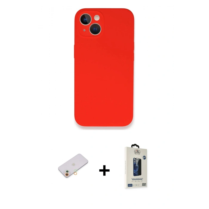 MARSİLYAN™- iPhone 13 Mini Kılıf Zirve Modern Özel Seri - Siyah Bilvis Hayalet Cam Ekran Koruyucu + Renkli Kamera Lens Koruma Cam - TU