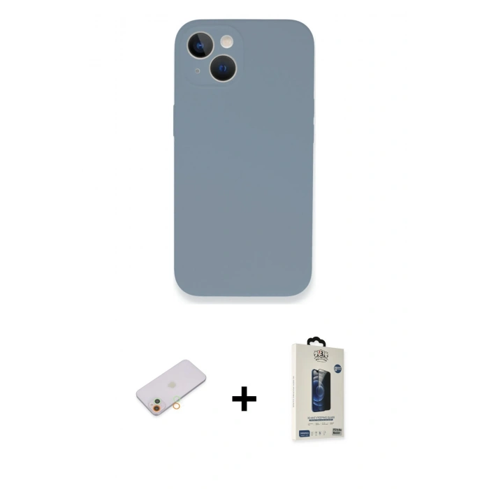 MARSİLYAN™- iPhone 13 Mini Kılıf Zirve Modern Özel Seri - Siyah Bilvis Hayalet Cam Ekran Koruyucu + Renkli Kamera Lens Koruma Cam - TU
