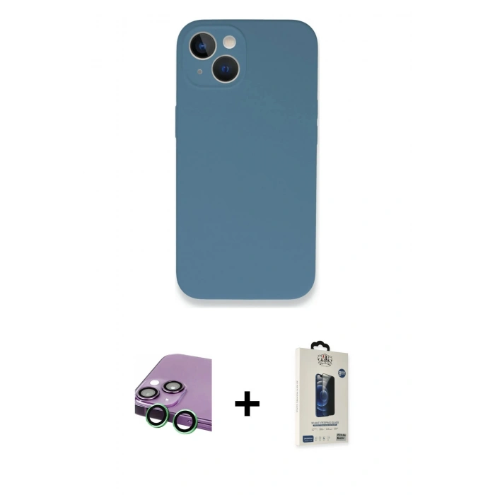 MARSİLYAN™- iPhone 13 Mini Kılıf Zirve Modern Özel Seri - Siyah Bilvis Hayalet Cam Ekran Koruyucu + Raze Metal Kamera Lens - YL