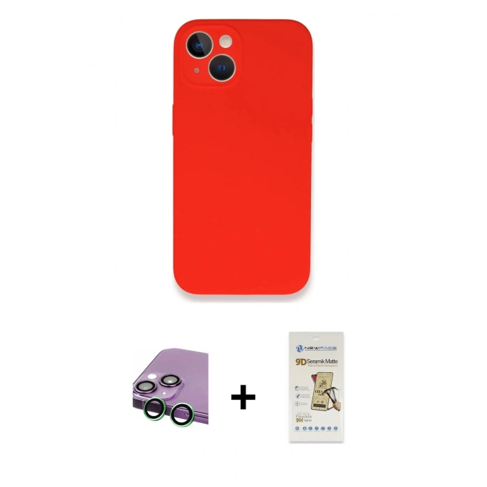 MARSİLYAN™- iPhone 13 Mini Kılıf Zirve Modern Özel Seri - Siyah Mat Seramik Nano Ekran Koruyucu + Raze Metal Kamera Lens - YL