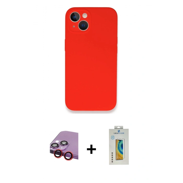 MARSİLYAN™- iPhone 13 Mini Kılıf Zirve Modern Özel Seri - Siyah Polymer Nano Ekran Koruyucu + Raze Metal Kamera Lens - KI