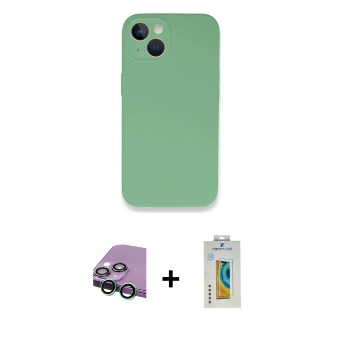 MARSİLYAN™- iPhone 13 Mini Kılıf Zirve Modern Özel Seri - Siyah Polymer Nano Ekran Koruyucu + Raze Metal Kamera Lens - YL