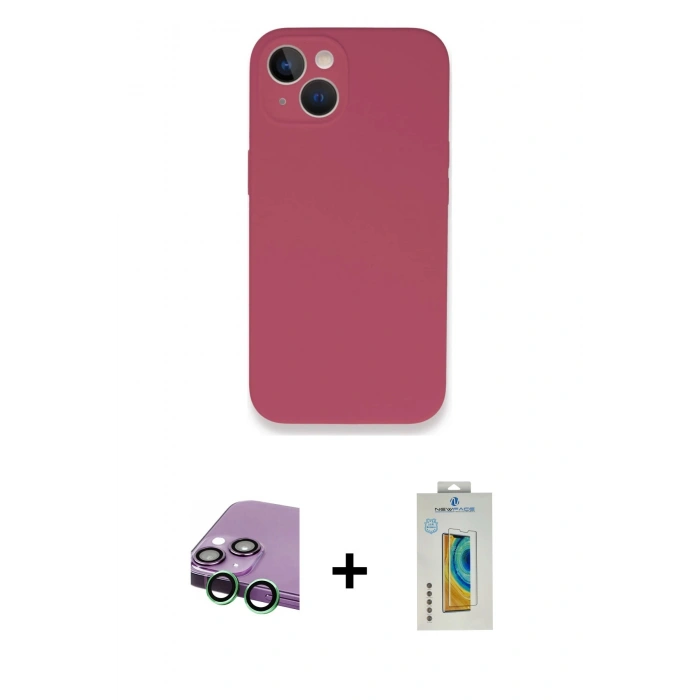 MARSİLYAN™- iPhone 13 Mini Kılıf Zirve Modern Özel Seri - Siyah Polymer Nano Ekran Koruyucu + Raze Metal Kamera Lens - YL