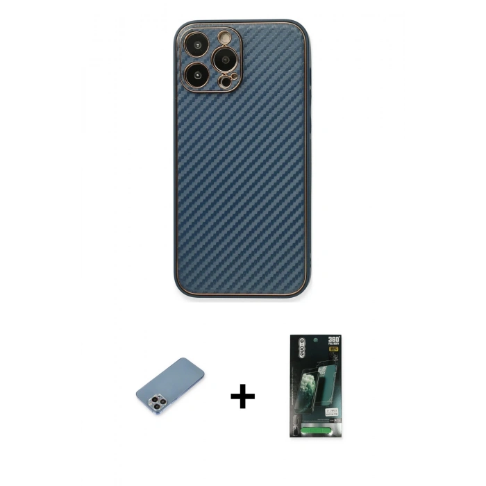 MARSİLYAN™- iPhone 13 Pro Kılıf Ahenk Işık - Şeffaf 360 Full Body Arka Koruyucu + Shine Kamera Lens Koruma Cam - GI