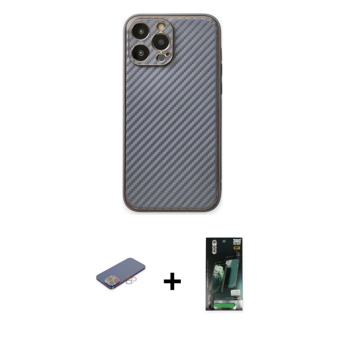 MARSİLYAN™- iPhone 13 Pro Kılıf Ahenk Işık - Şeffaf 360 Full Body Arka Koruyucu + Renkli Kamera Lens Koruma Cam - PE