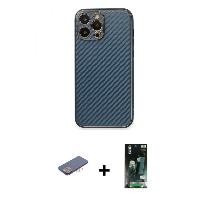 MARSİLYAN™- iPhone 13 Pro Kılıf Ahenk Işık - Şeffaf 360 Full Body Arka Koruyucu + Renkli Kamera Lens Koruma Cam - PE