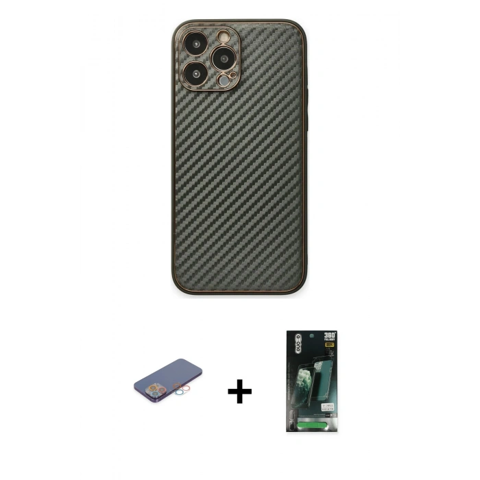 MARSİLYAN™- iPhone 13 Pro Kılıf Ahenk Işık - Şeffaf 360 Full Body Arka Koruyucu + Renkli Kamera Lens Koruma Cam - PE