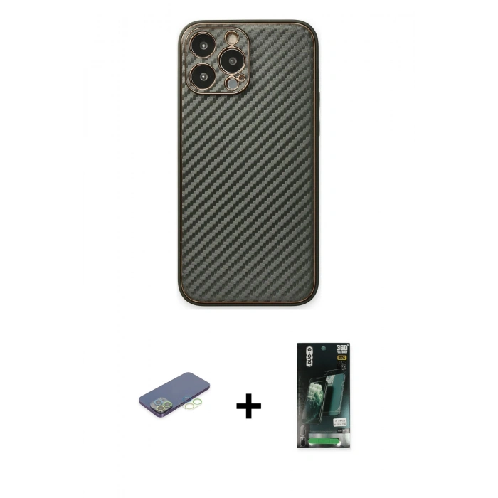 MARSİLYAN™- iPhone 13 Pro Kılıf Ahenk Işık - Şeffaf 360 Full Body Arka Koruyucu + Renkli Kamera Lens Koruma Cam - YL