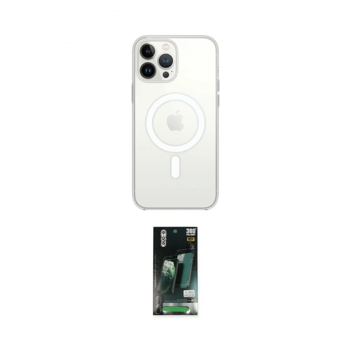 MARSİLYAN™- iPhone 13 Pro Kılıf Ahenk Yansıma Prime - Şeffaf 360 Full Body Arka Koruyucu