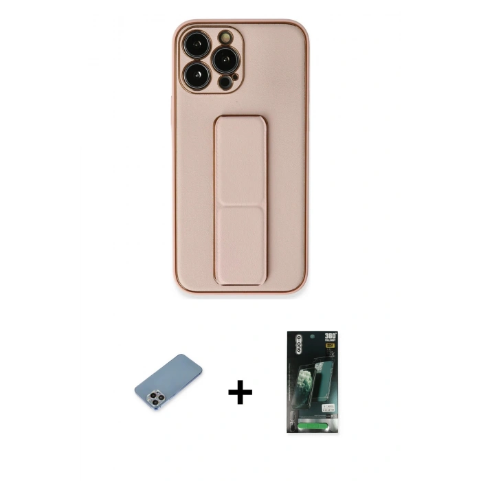 MARSİLYAN™- iPhone 13 Pro Kılıf Akış Doku - Şeffaf 360 Full Body Arka Koruyucu + Shine Kamera Lens Koruma Cam - GI