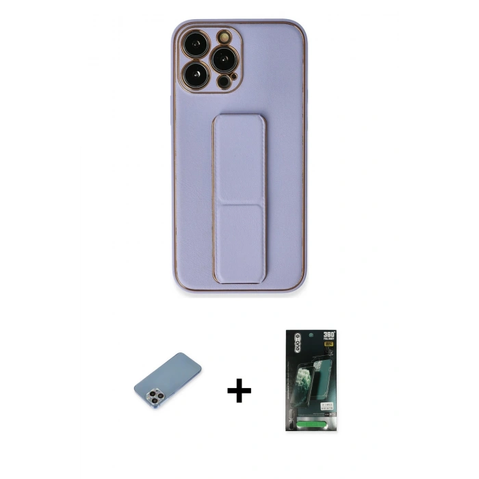 MARSİLYAN™- iPhone 13 Pro Kılıf Akış Doku - Şeffaf 360 Full Body Arka Koruyucu + Shine Kamera Lens Koruma Cam - GI