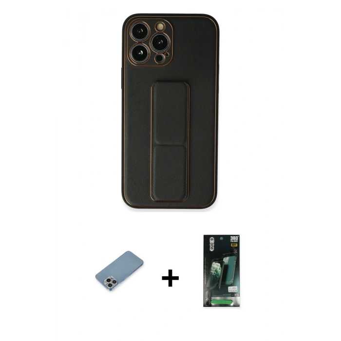 MARSİLYAN™- iPhone 13 Pro Kılıf Akış Doku - Şeffaf 360 Full Body Arka Koruyucu + Shine Kamera Lens Koruma Cam - GI