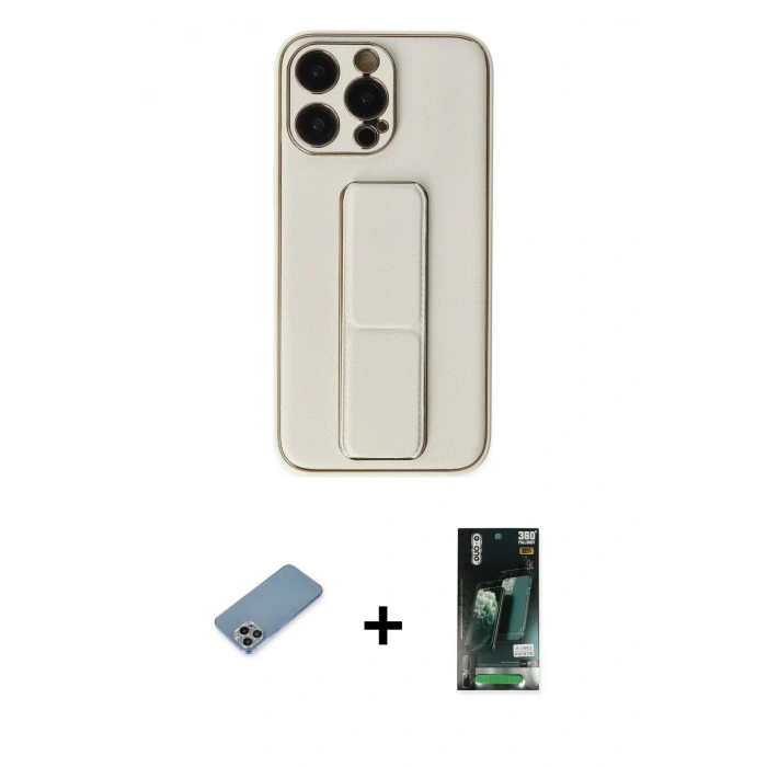 MARSİLYAN™- iPhone 13 Pro Kılıf Akış Doku - Şeffaf 360 Full Body Arka Koruyucu + Shine Kamera Lens Koruma Cam - GI