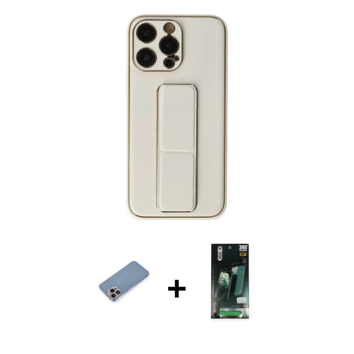MARSİLYAN™- iPhone 13 Pro Kılıf Akış Doku - Şeffaf 360 Full Body Arka Koruyucu + Shine Kamera Lens Koruma Cam - PE