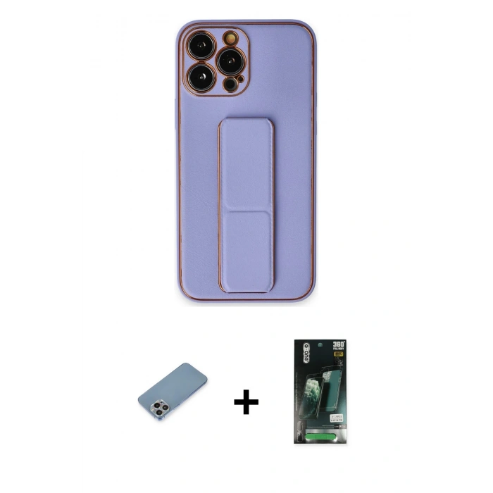MARSİLYAN™- iPhone 13 Pro Kılıf Akış Doku - Şeffaf 360 Full Body Arka Koruyucu + Shine Kamera Lens Koruma Cam - GI