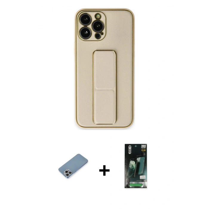 MARSİLYAN™- iPhone 13 Pro Kılıf Akış Doku - Şeffaf 360 Full Body Arka Koruyucu + Shine Kamera Lens Koruma Cam - GI