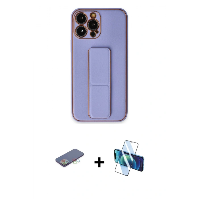 MARSİLYAN™- iPhone 13 Pro Kılıf Akış Doku - Siyah 3D Antistatik Seramik Nano Ekran Koruyucu + Renkli Kamera Lens Koruma Cam - MI