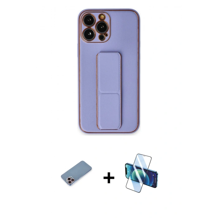 MARSİLYAN™- iPhone 13 Pro Kılıf Akış Doku - Siyah 3D Antistatik Seramik Nano Ekran Koruyucu + Shine Kamera Lens Koruma Cam - PE