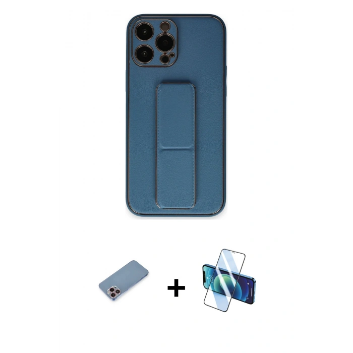 MARSİLYAN™- iPhone 13 Pro Kılıf Akış Doku - Siyah 3D Antistatik Seramik Nano Ekran Koruyucu + Shine Kamera Lens Koruma Cam - PE