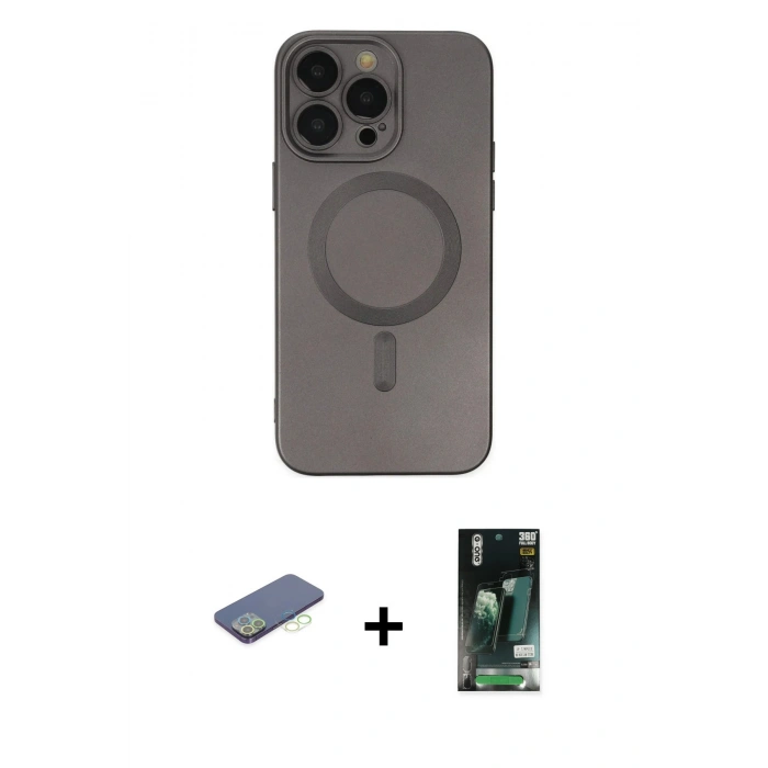MARSİLYAN™- iPhone 13 Pro Kılıf Akış Minimal Özel Seri - Şeffaf 360 Full Body Arka Koruyucu + Renkli Kamera Lens Koruma Cam - YL