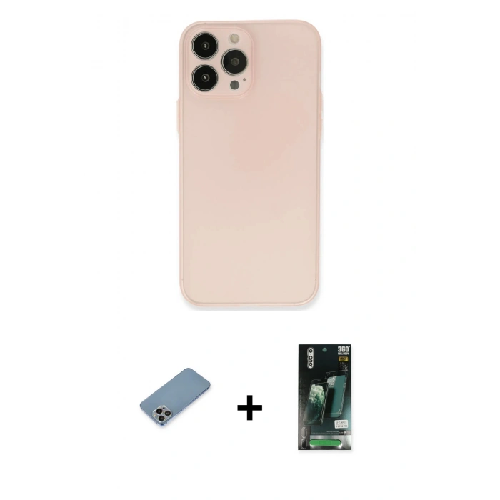 MARSİLYAN™- iPhone 13 Pro Kılıf Atlas Minimal Prime - Şeffaf 360 Full Body Arka Koruyucu + Shine Kamera Lens Koruma Cam - GI