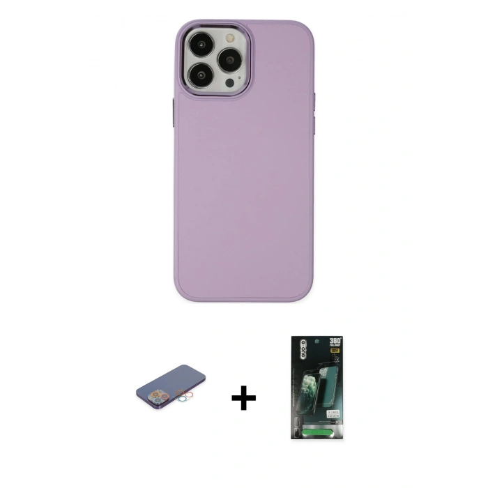MARSİLYAN™- iPhone 13 Pro Kılıf Çekirdek Çizgi - Şeffaf 360 Full Body Arka Koruyucu + Renkli Kamera Lens Koruma Cam - PE