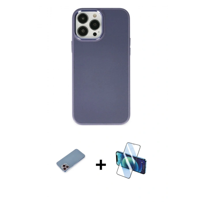 MARSİLYAN™- iPhone 13 Pro Kılıf Çekirdek Çizgi - Siyah 3D Antistatik Seramik Nano Ekran Koruyucu + Shine Kamera Lens Koruma Cam - PE