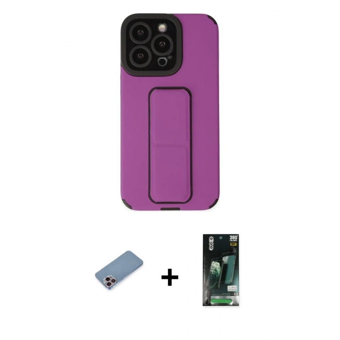 MARSİLYAN™- iPhone 13 Pro Kılıf Çekirdek Yansıma - Şeffaf 360 Full Body Arka Koruyucu + Shine Kamera Lens Koruma Cam - PE