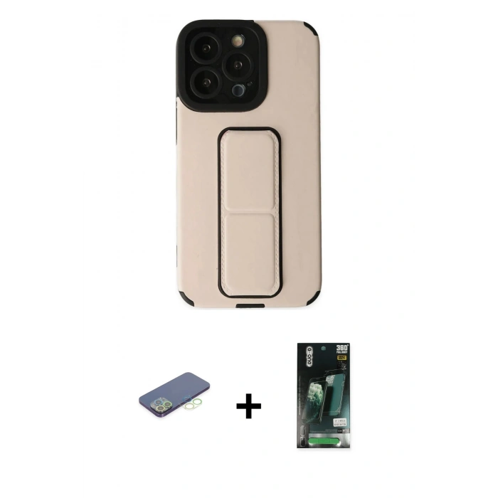 MARSİLYAN™- iPhone 13 Pro Kılıf Çekirdek Yansıma - Şeffaf 360 Full Body Arka Koruyucu + Renkli Kamera Lens Koruma Cam - YL