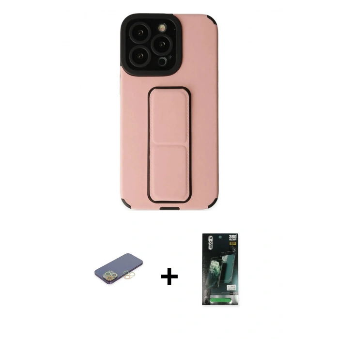 MARSİLYAN™- iPhone 13 Pro Kılıf Çekirdek Yansıma - Şeffaf 360 Full Body Arka Koruyucu + Renkli Kamera Lens Koruma Cam - SI