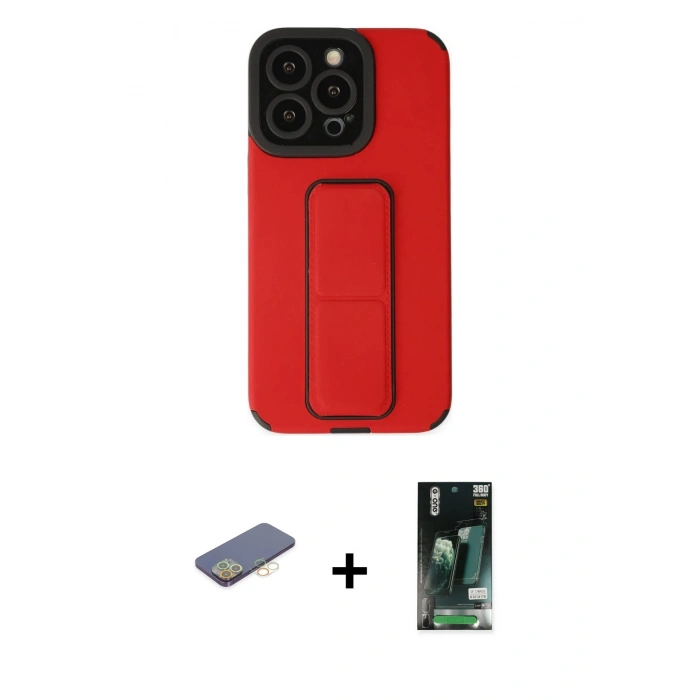 MARSİLYAN™- iPhone 13 Pro Kılıf Çekirdek Yansıma - Şeffaf 360 Full Body Arka Koruyucu + Renkli Kamera Lens Koruma Cam - SI