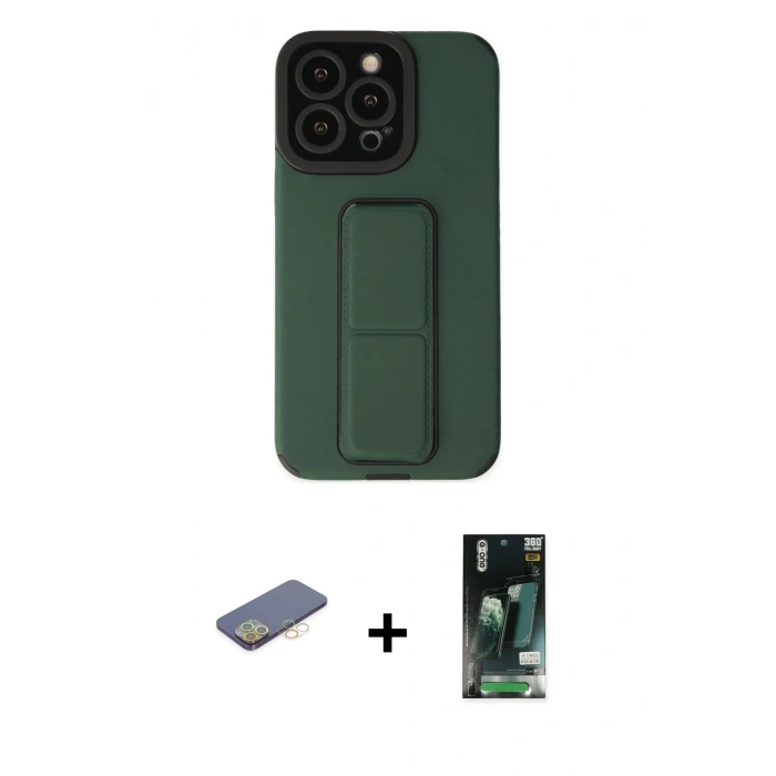 MARSİLYAN™- iPhone 13 Pro Kılıf Çekirdek Yansıma - Şeffaf 360 Full Body Arka Koruyucu + Renkli Kamera Lens Koruma Cam - SI