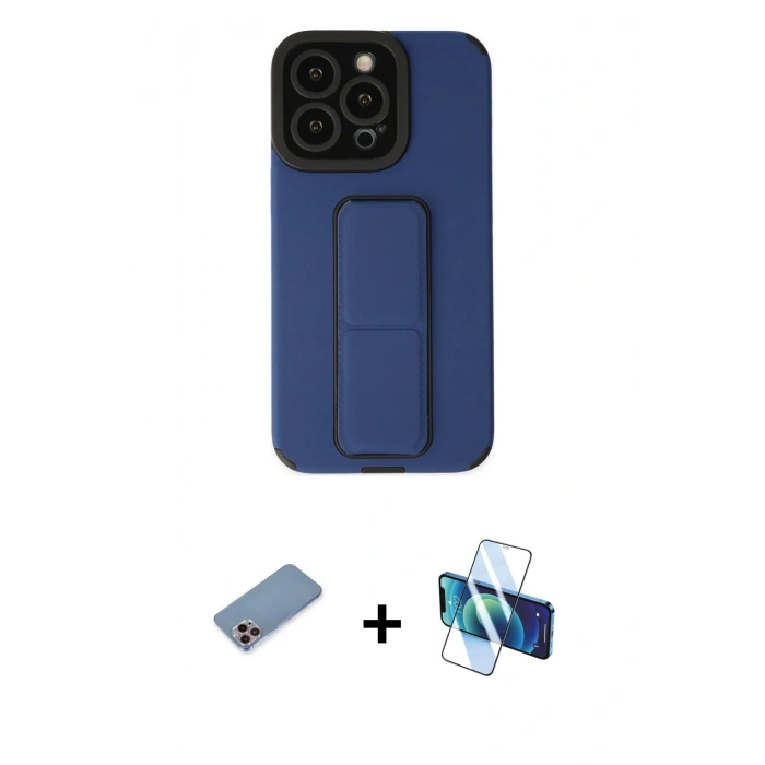 MARSİLYAN™- iPhone 13 Pro Kılıf Çekirdek Yansıma - Siyah 3D Antistatik Seramik Nano Ekran Koruyucu + Shine Kamera Lens Koruma Cam - PE