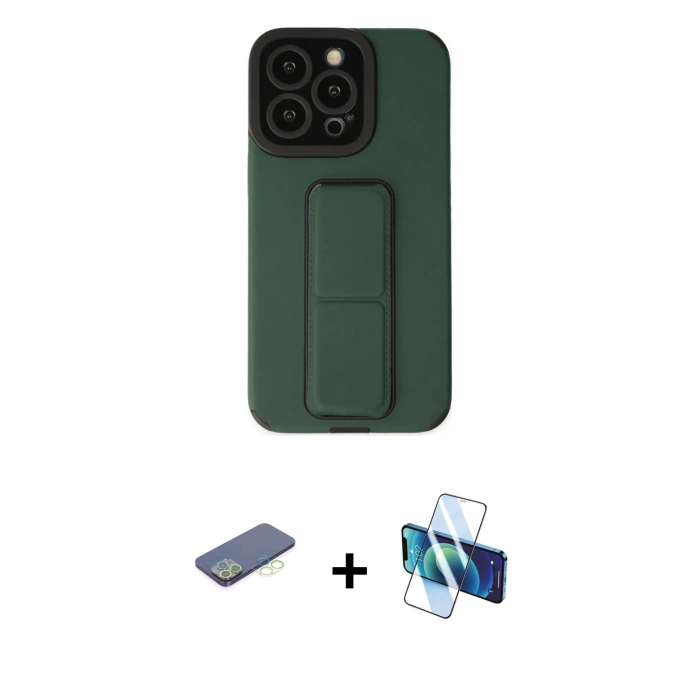MARSİLYAN™- iPhone 13 Pro Kılıf Çekirdek Yansıma - Siyah 3D Antistatik Seramik Nano Ekran Koruyucu + Renkli Kamera Lens Koruma Cam - YL