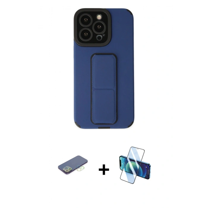 MARSİLYAN™- iPhone 13 Pro Kılıf Çekirdek Yansıma - Siyah 3D Antistatik Seramik Nano Ekran Koruyucu + Renkli Kamera Lens Koruma Cam - YL