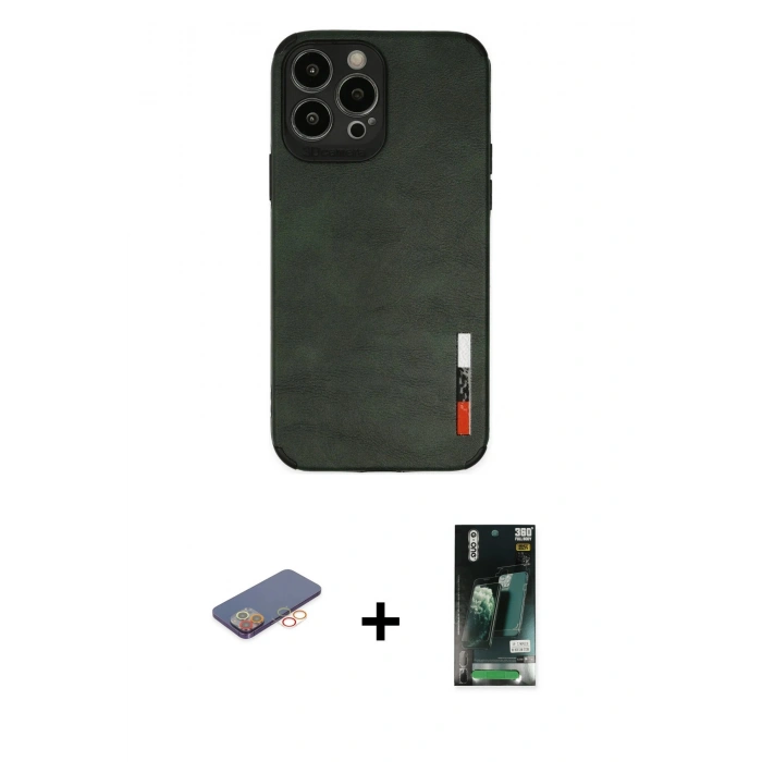 MARSİLYAN™- iPhone 13 Pro Kılıf Doruk Asil Koleksiyonu - Şeffaf 360 Full Body Arka Koruyucu + Renkli Kamera Lens Koruma Cam - TU