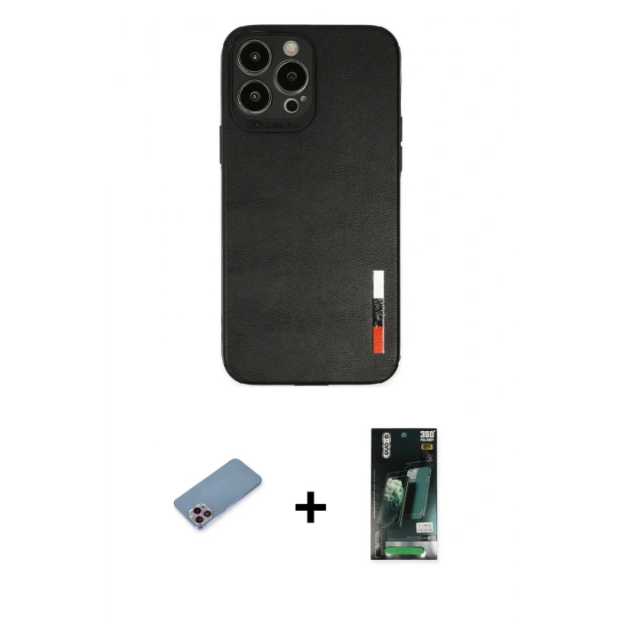 MARSİLYAN™- iPhone 13 Pro Kılıf Doruk Asil Koleksiyonu - Şeffaf 360 Full Body Arka Koruyucu + Shine Kamera Lens Koruma Cam - PE