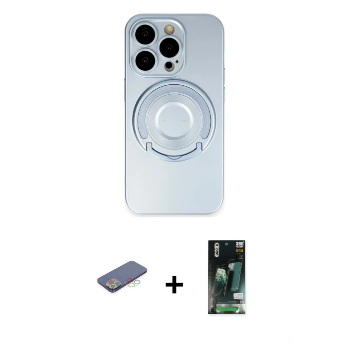 MARSİLYAN™- iPhone 13 Pro Kılıf Eksen Klasik Prime - Şeffaf 360 Full Body Arka Koruyucu + Renkli Kamera Lens Koruma Cam - MI