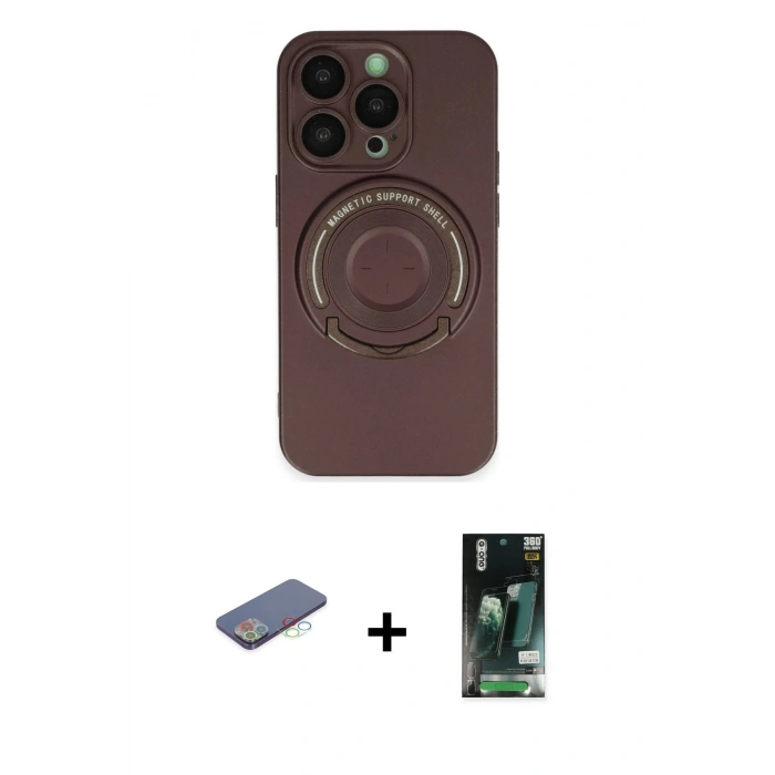 MARSİLYAN™- iPhone 13 Pro Kılıf Eksen Klasik Prime - Şeffaf 360 Full Body Arka Koruyucu + Renkli Kamera Lens Koruma Cam - MI