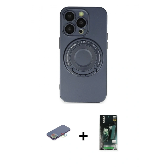 MARSİLYAN™- iPhone 13 Pro Kılıf Eksen Klasik Prime - Şeffaf 360 Full Body Arka Koruyucu + Renkli Kamera Lens Koruma Cam - MI