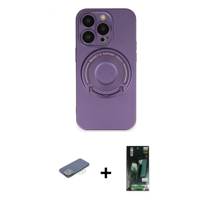 MARSİLYAN™- iPhone 13 Pro Kılıf Eksen Klasik Prime - Şeffaf 360 Full Body Arka Koruyucu + Renkli Kamera Lens Koruma Cam - YL