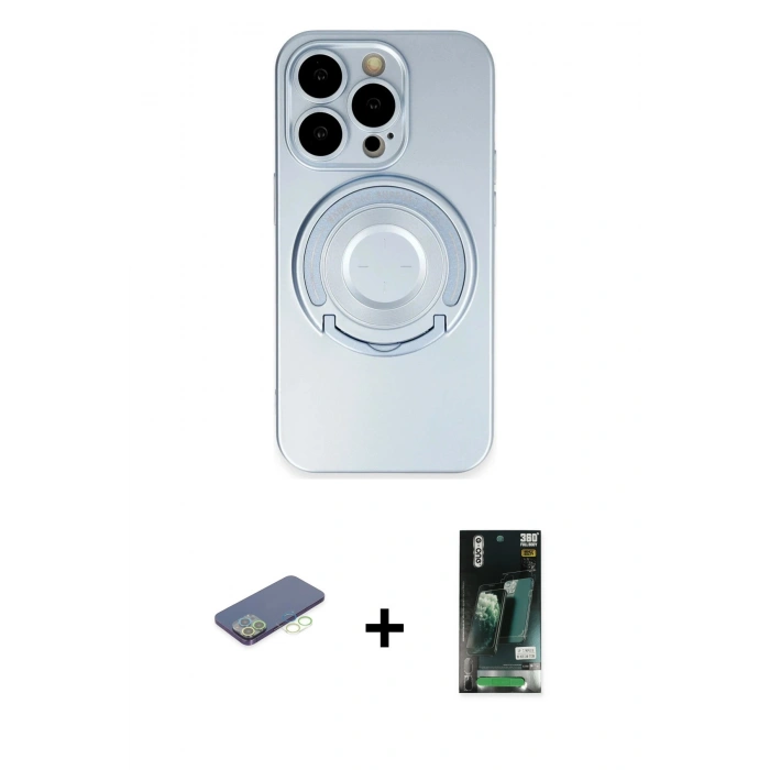 MARSİLYAN™- iPhone 13 Pro Kılıf Eksen Klasik Prime - Şeffaf 360 Full Body Arka Koruyucu + Renkli Kamera Lens Koruma Cam - YL