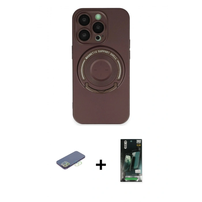 MARSİLYAN™- iPhone 13 Pro Kılıf Eksen Klasik Prime - Şeffaf 360 Full Body Arka Koruyucu + Renkli Kamera Lens Koruma Cam - YL
