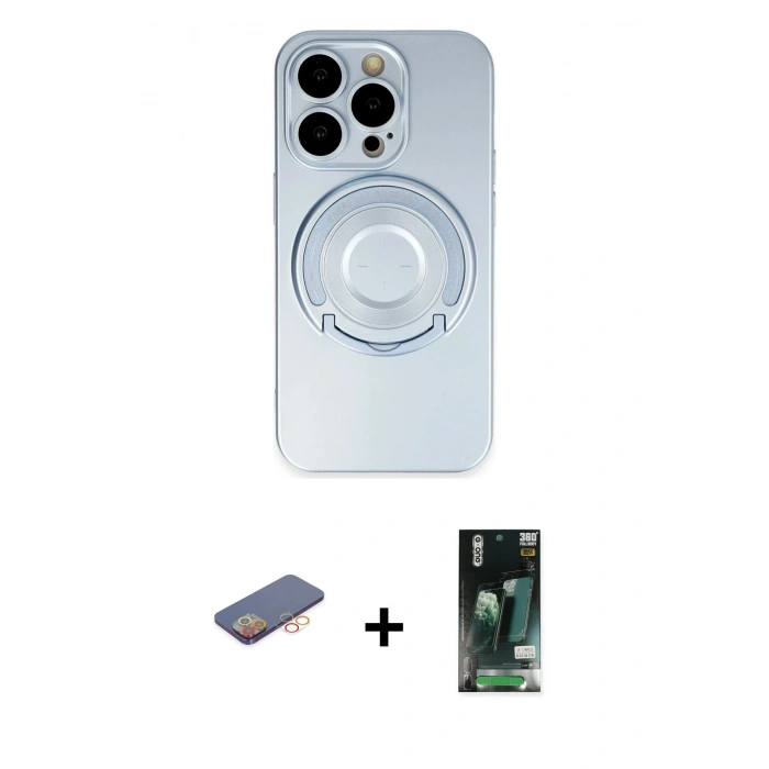 MARSİLYAN™- iPhone 13 Pro Kılıf Eksen Klasik Prime - Şeffaf 360 Full Body Arka Koruyucu + Turuncu Renkli Kamera Lens Koruma Cam