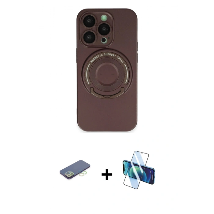 MARSİLYAN™- iPhone 13 Pro Kılıf Eksen Klasik Prime - Siyah 3D Antistatik Seramik Nano Ekran Koruyucu + Renkli Kamera Lens Koruma Cam - YL