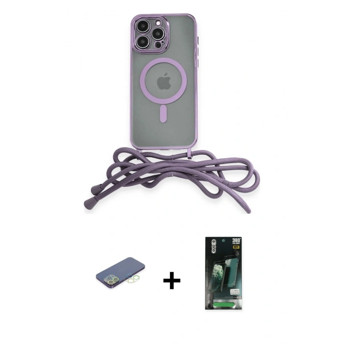 MARSİLYAN™- iPhone 13 Pro Kılıf Eksen Özel Seri - Şeffaf 360 Full Body Arka Koruyucu + Renkli Kamera Lens Koruma Cam - YL