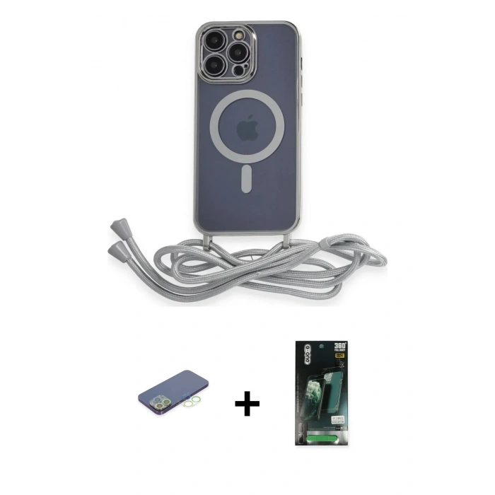MARSİLYAN™- iPhone 13 Pro Kılıf Eksen Özel Seri - Şeffaf 360 Full Body Arka Koruyucu + Renkli Kamera Lens Koruma Cam - YL