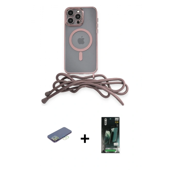 MARSİLYAN™- iPhone 13 Pro Kılıf Eksen Özel Seri - Şeffaf 360 Full Body Arka Koruyucu + Renkli Kamera Lens Koruma Cam - YL