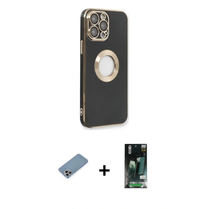 MARSİLYAN™- iPhone 13 Pro Kılıf İz Form Serisi - Şeffaf 360 Full Body Arka Koruyucu + Shine Kamera Lens Koruma Cam - GI