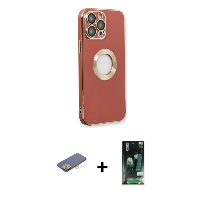 MARSİLYAN™- iPhone 13 Pro Kılıf İz Form Serisi - Şeffaf 360 Full Body Arka Koruyucu + Renkli Kamera Lens Koruma Cam - SI